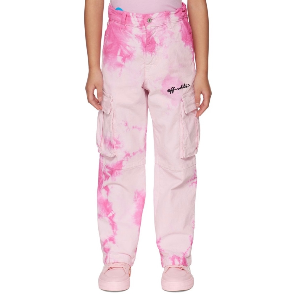 NWT OFF-WHITE Kids Pink Tie-Dye Cargo Pants